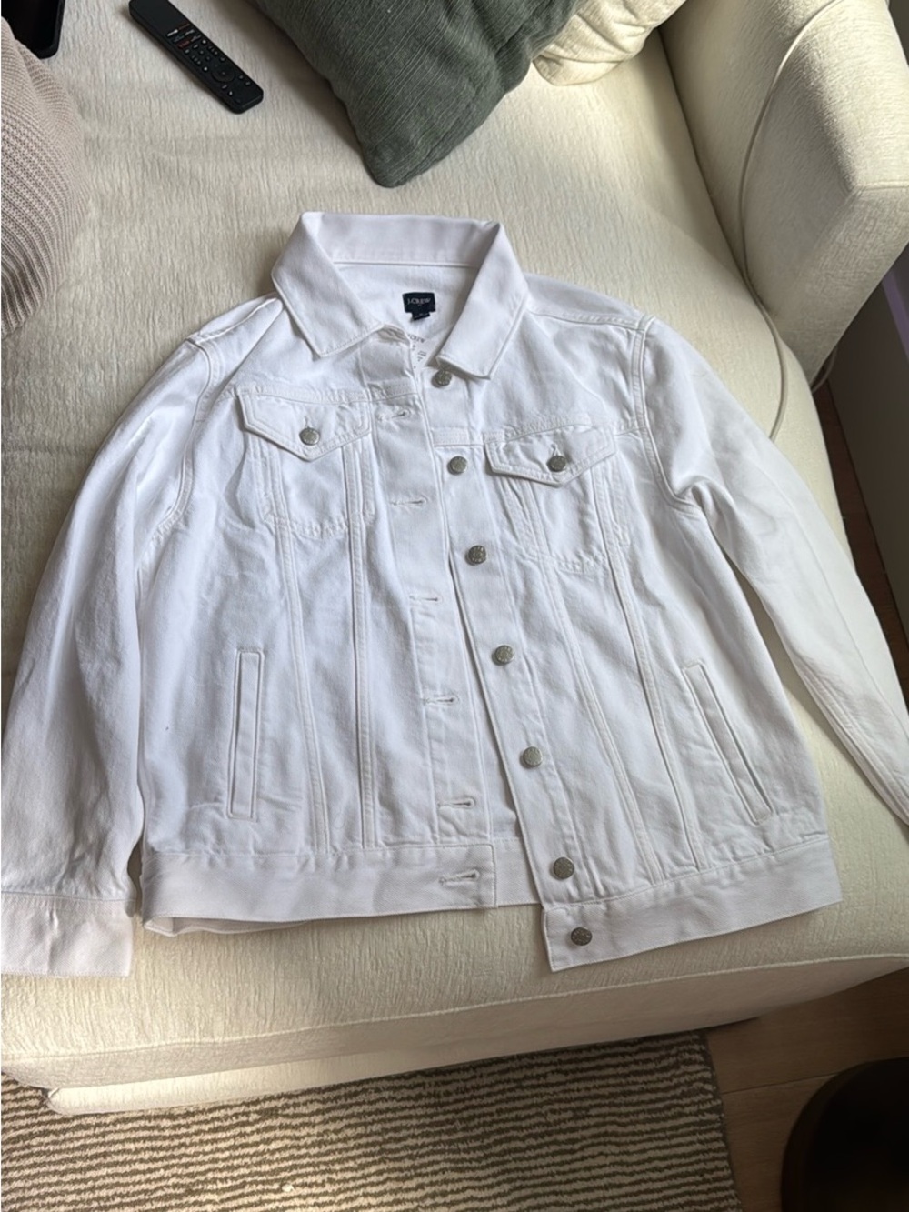 J. Crew Oversized White Denim Jacket